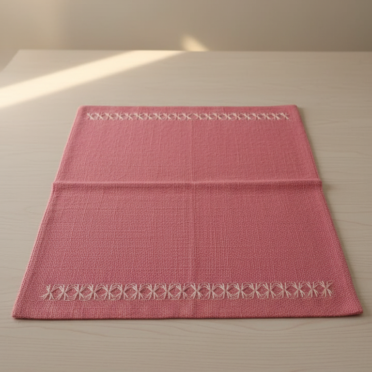 Pink Jute Hand Embroidery Mat