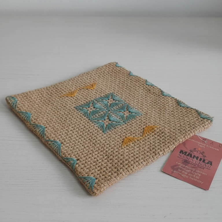 Natural Thread Blue Jute Hand Embroidery Mat