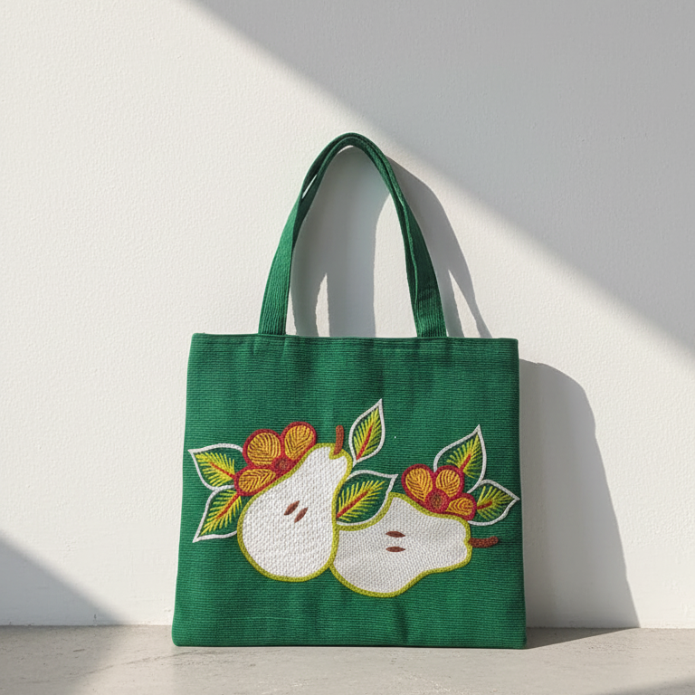 Green Pear Mangalagiri Ari Work Handbag